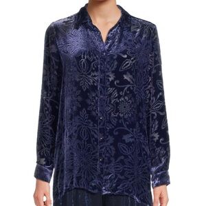 Elegant Johnny Was sz XL silk velvet burnout blouse